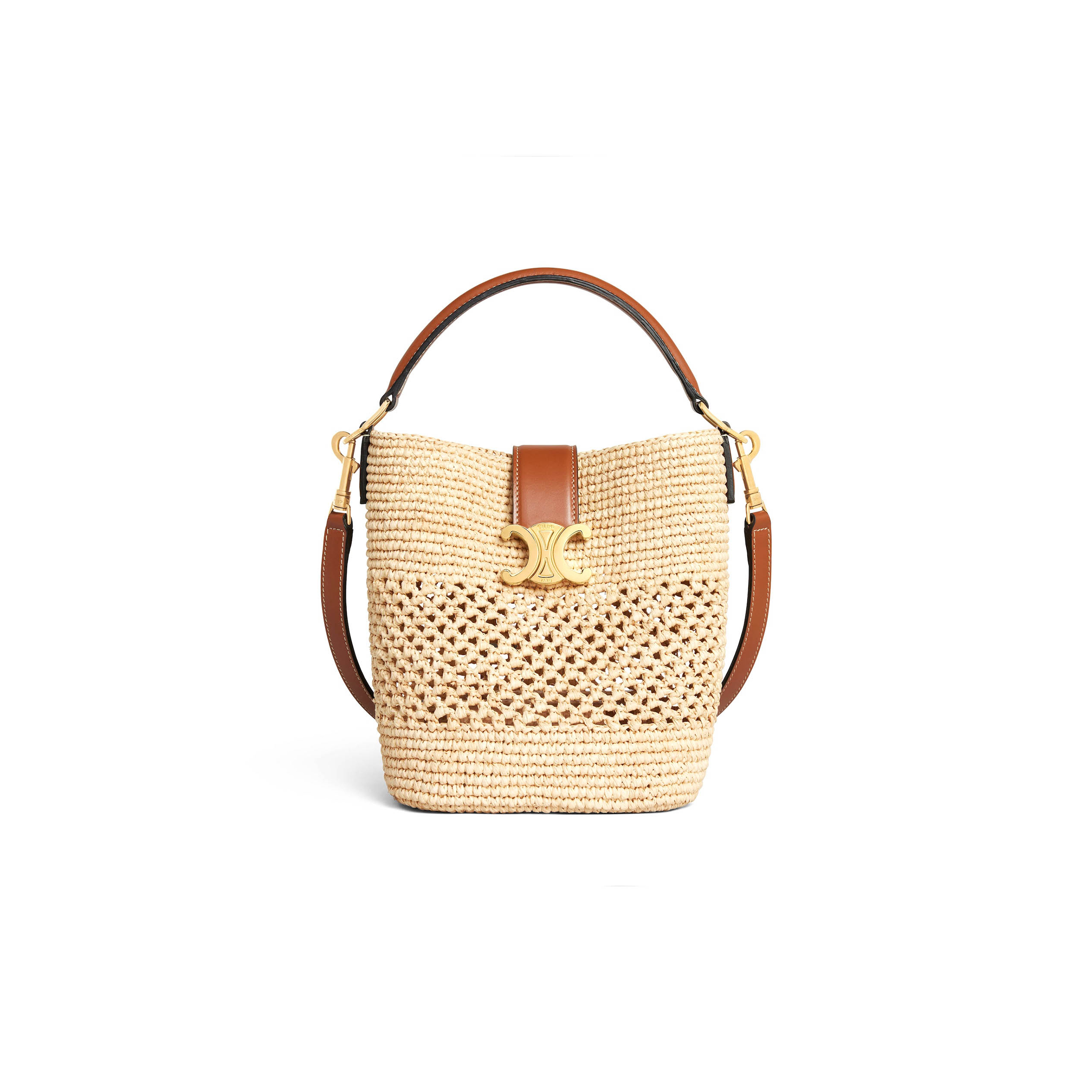 Ce**e small l0*ise bucket in raffia and calfskin 119742gns.02nt (19*16*12cm)